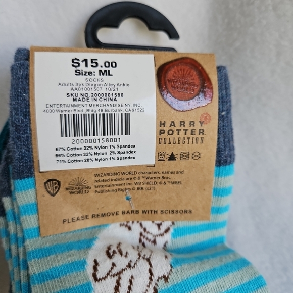 Wizarding World of Harry Potter Diagon Alley Ankle Socks Size M/L 3 Pack Unisex - Picture 8 of 14
